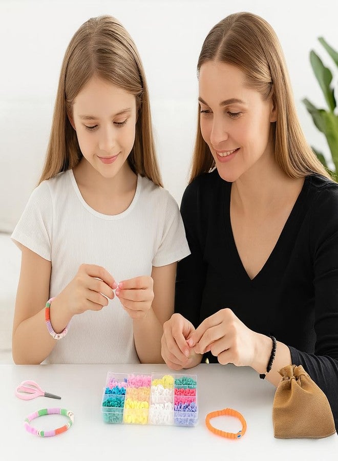 Ambitieux DIY Bracelet Making Kit for Girls - 12 Types Colorful Beads with Charms, Elastic Thread, Earrings, Clasps & Rings - Jewellery Craft Kit for Kids, Birthday Return Gift, Rakhi Special Set for 2 3 4 5 6 7 8 9 10 years (Plain Clay) - Image 3